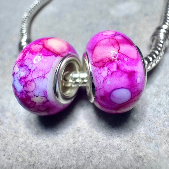 Pink Purple Swirl Spacer Charm Bead fits PANDORA - Picture 6 of 8